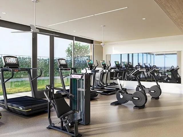 a view of a room with gym equipment