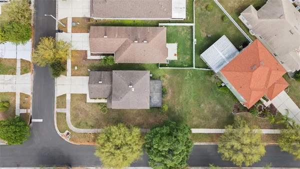 an aerial view of a house