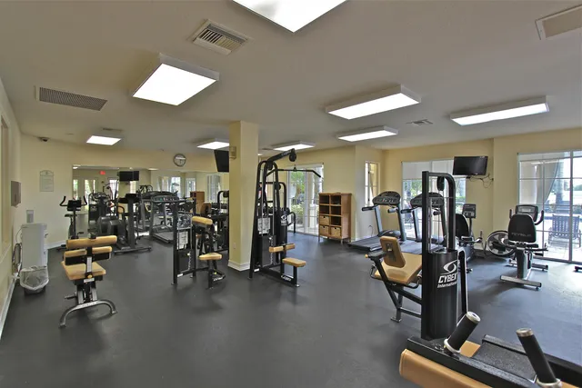 a view of a room with gym equipment