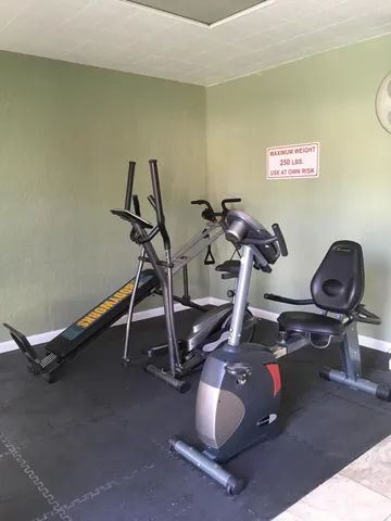 a room with gym equipment