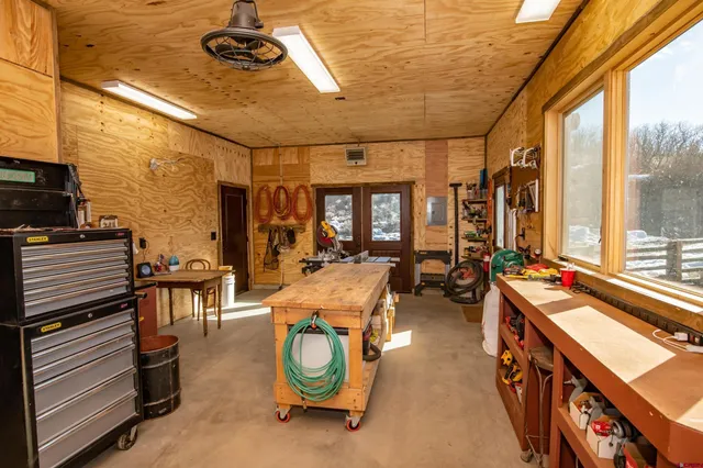 a view of a yard with green space