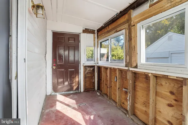 a view of a garage with storage