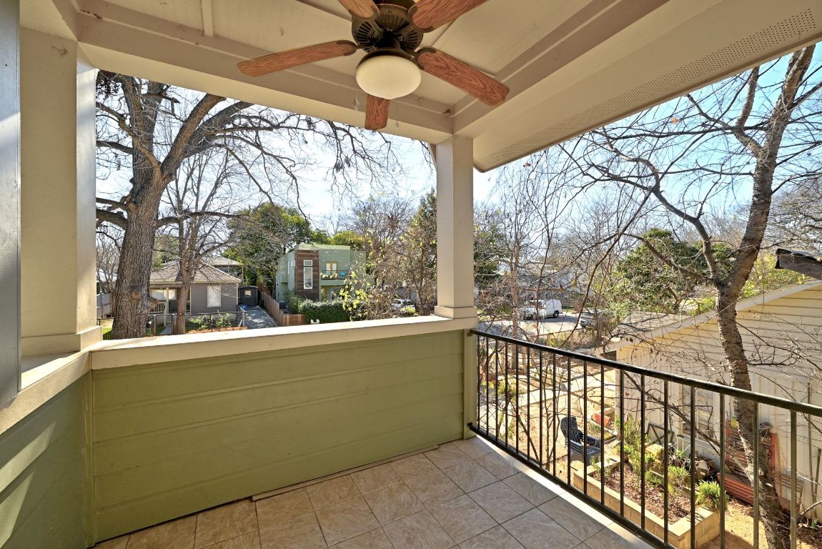 1912 Haskell Street, Unit 1 Austin, TX 78702 - Photo 17 of 23 Balcony featuring a ceiling fan and a sunroom