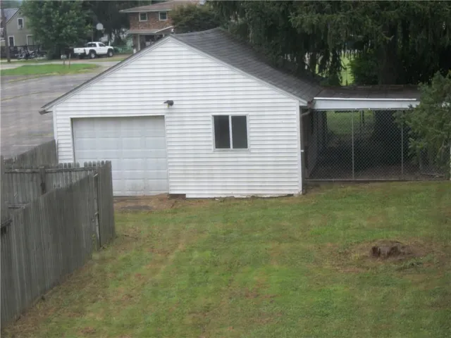 a view of a yard with a tree
