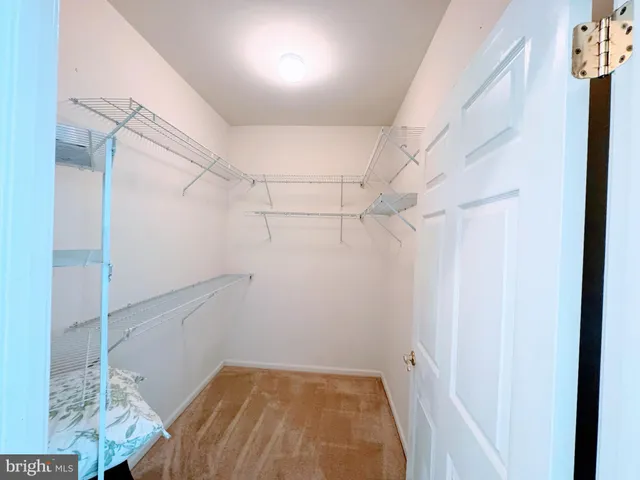 a view of a room with racks on the wall