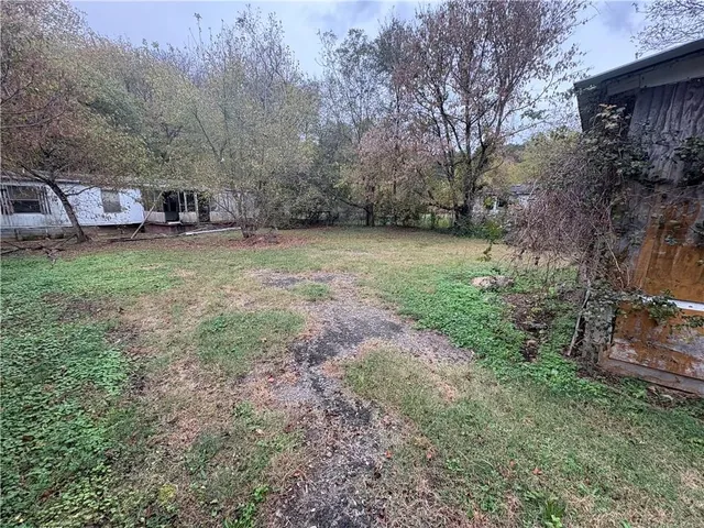 a view of a yard with a tree