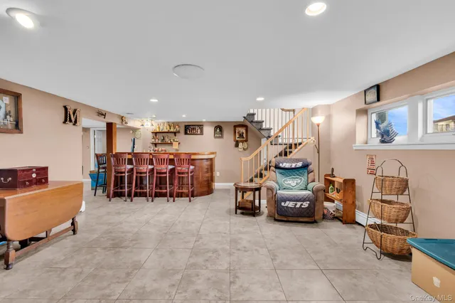 a room with a table and chairs