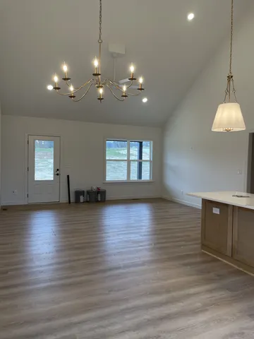 a view of a livingroom with a window