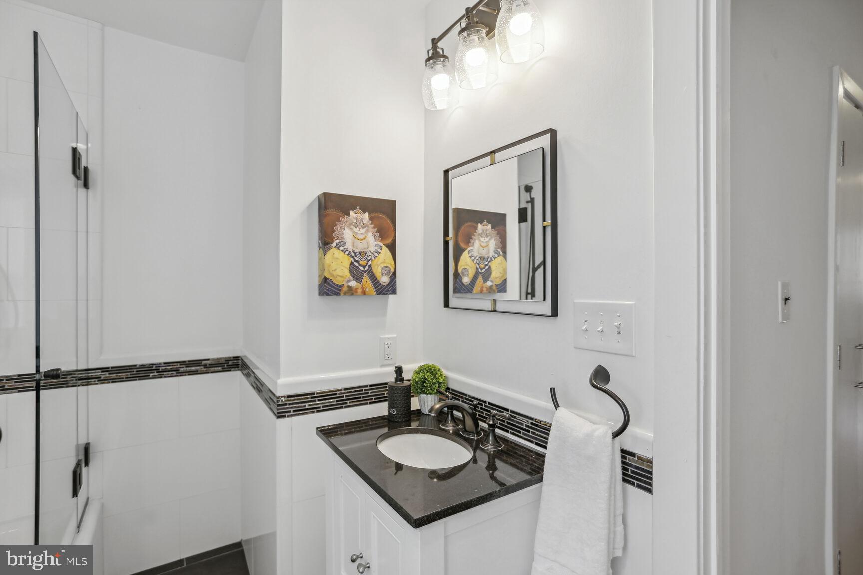 425 5th Street Northeast Washington, DC 20002 - Photo 14 of 25 a bathroom with a granite countertop sink a mirror and vanity