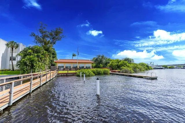 a view of a patio with table and chairs potted plants