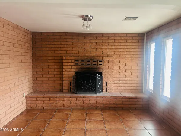 a view of a fireplace in a room