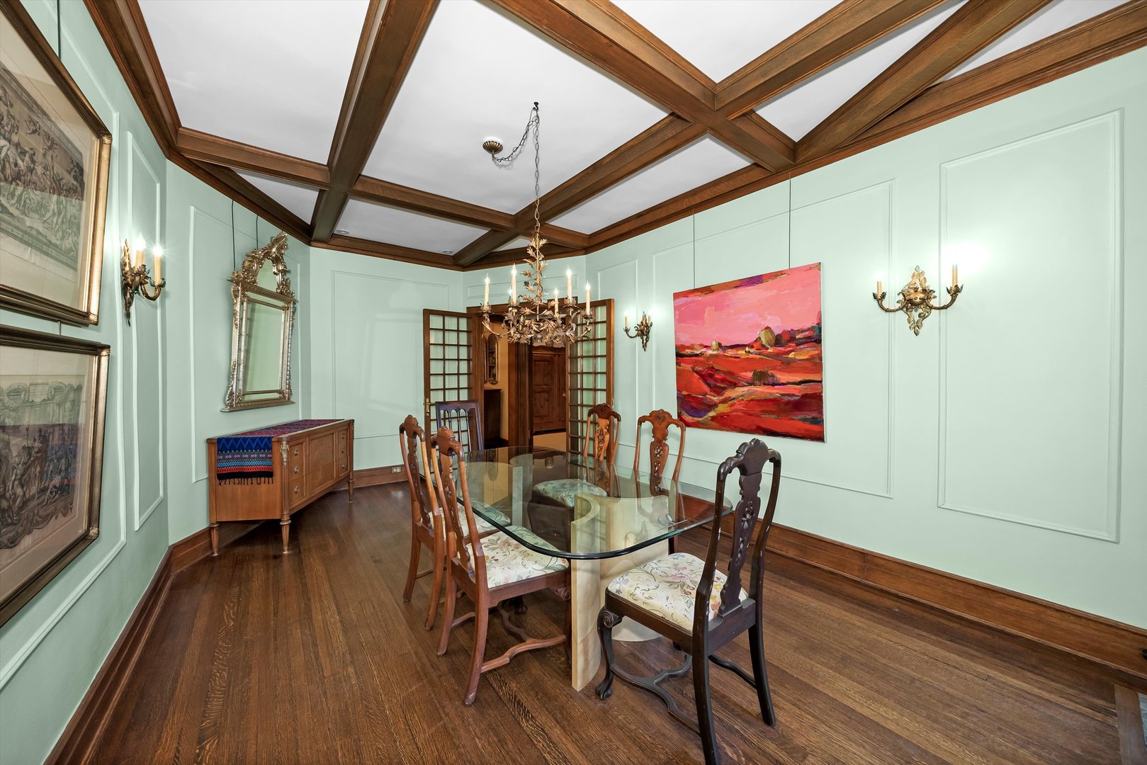 666 West Irving Park Road, Unit I4 Chicago, IL 60613 - Photo 15 of 27 a dining room with furniture garden view and a chandelier