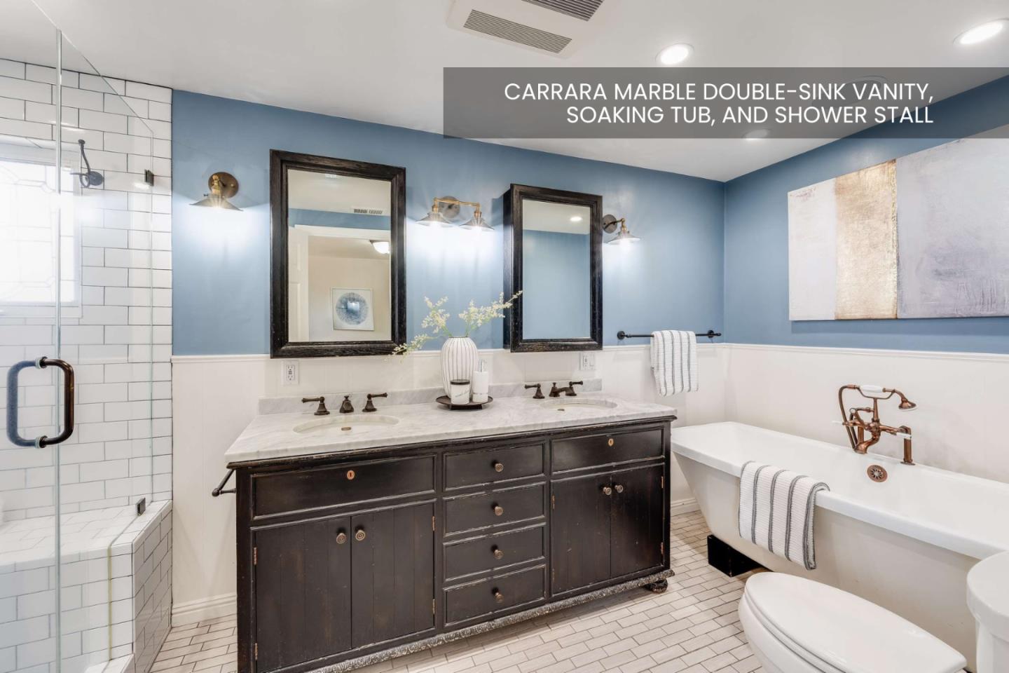 1256 Pierce Street Santa Clara, CA 95050 - Photo 15 of 46 a bathroom with a toilet sink double vanity and mirror