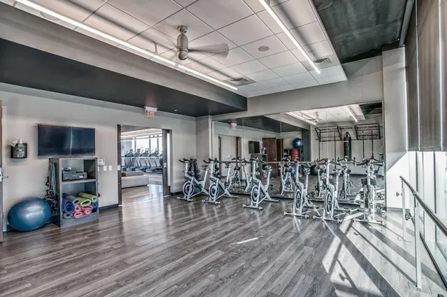 a view of a room with gym equipment