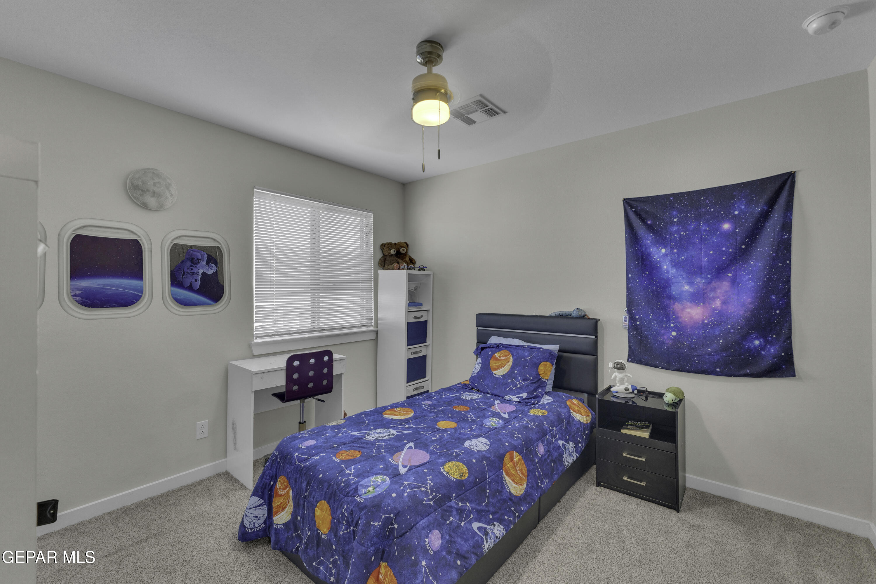 3529 Essence Street El Paso, TX 79938 - Photo 10 of 23 a bedroom with a bed window and wall painting