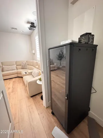 a view of a swimming pool with lounge chairs