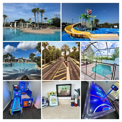 an outdoor space with furniture