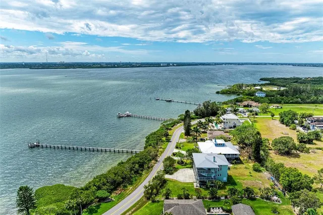 a view of a lake with a city view