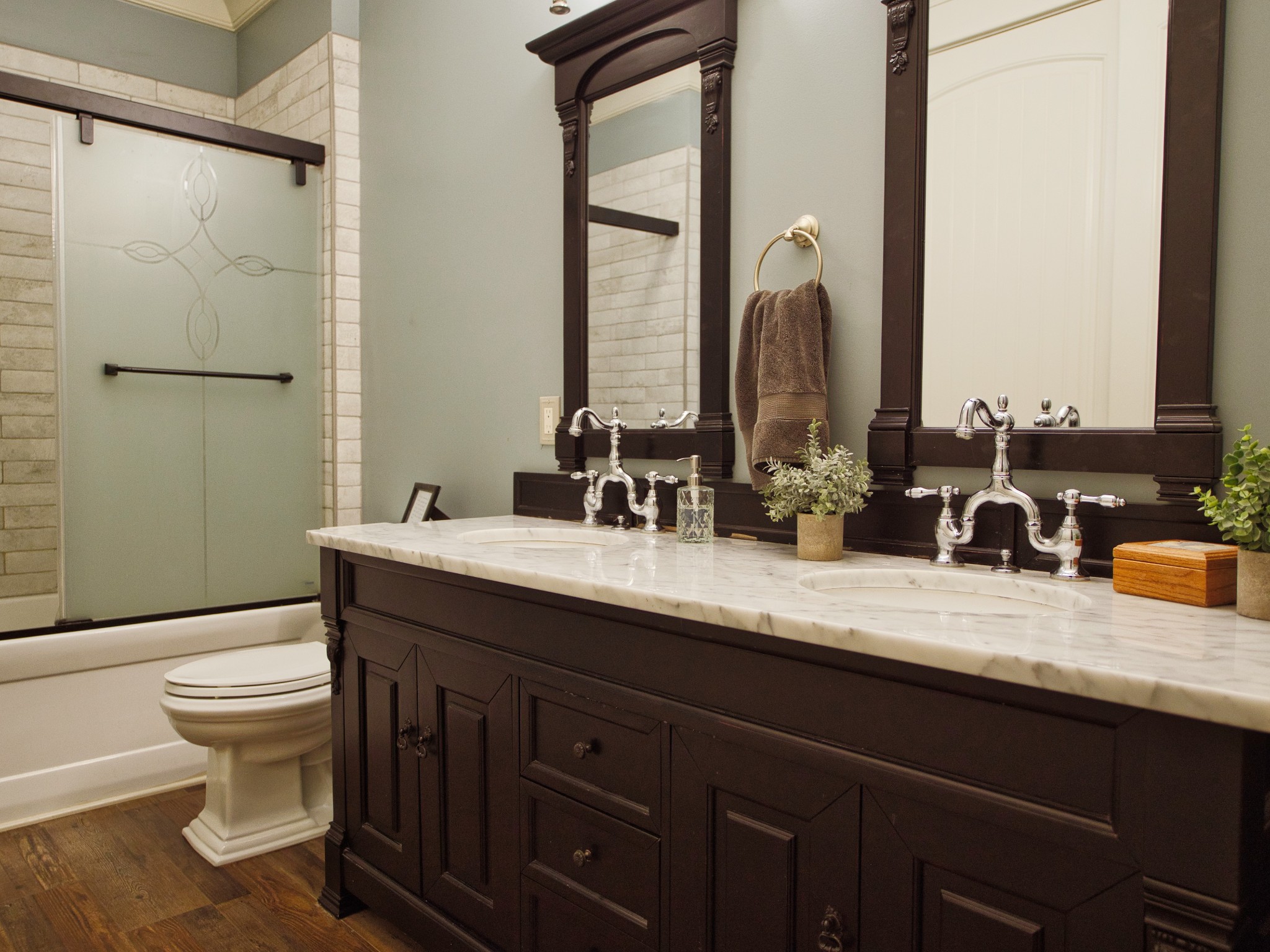 450 Lowe Branch Road Centerville, TN 37033 - Photo 53 of 100 a bathroom with a granite countertop sink toilet and mirror