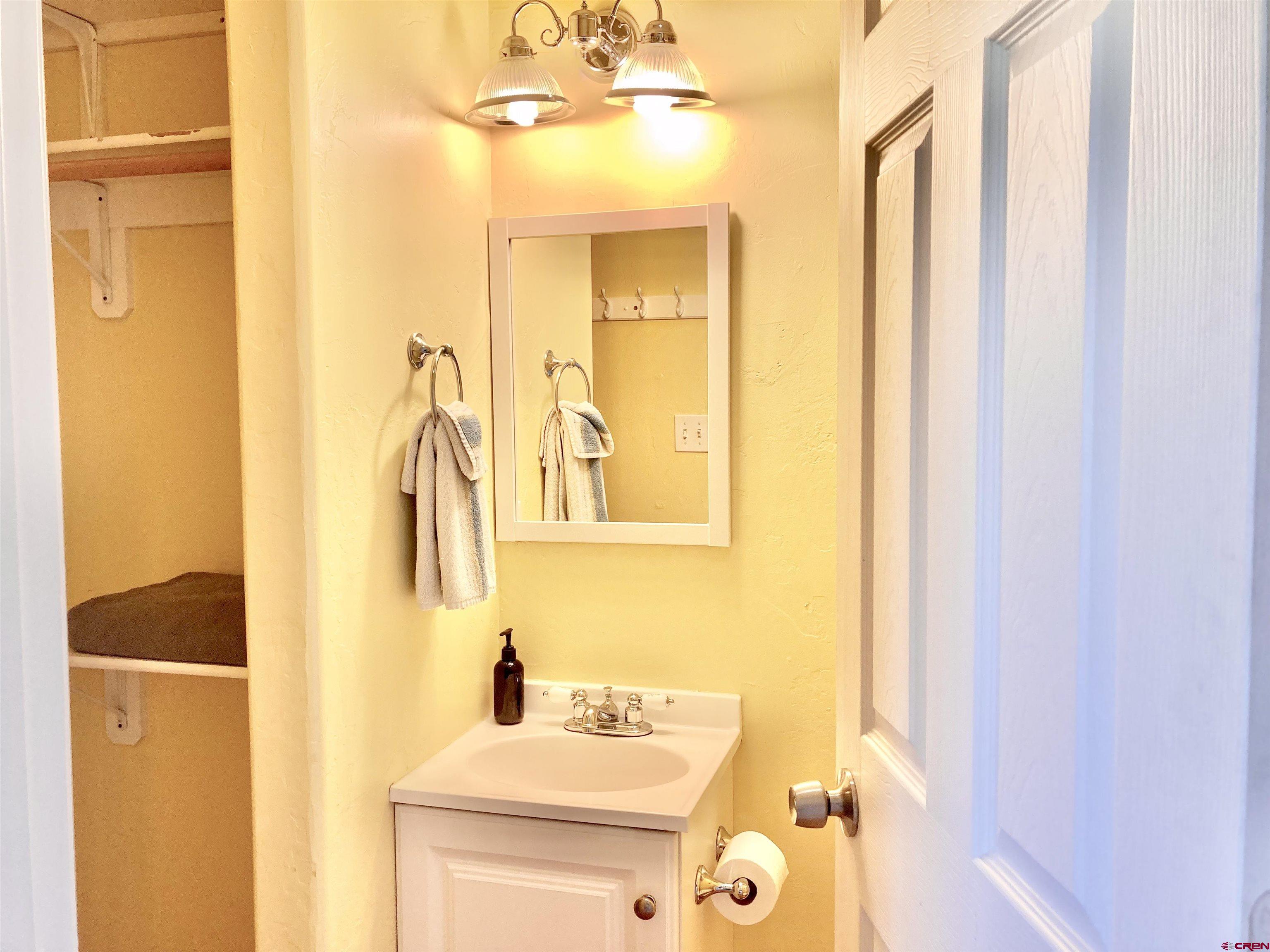 56 Bad Mule Road Durango, CO 81301 - Photo 21 of 35 a bathroom with a sink a mirror and a shower