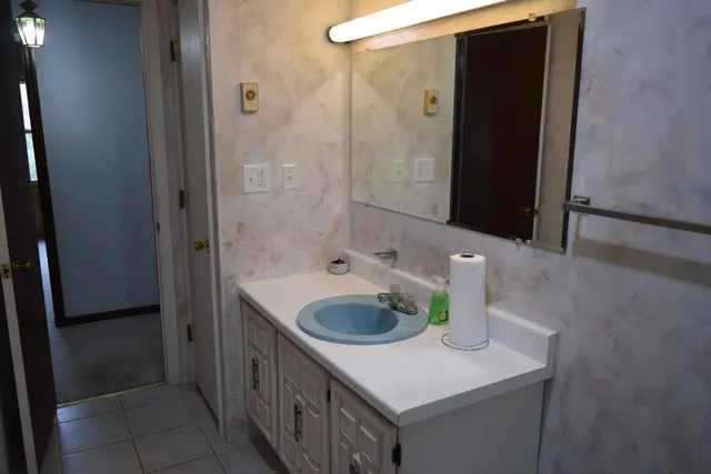 an empty room with windows