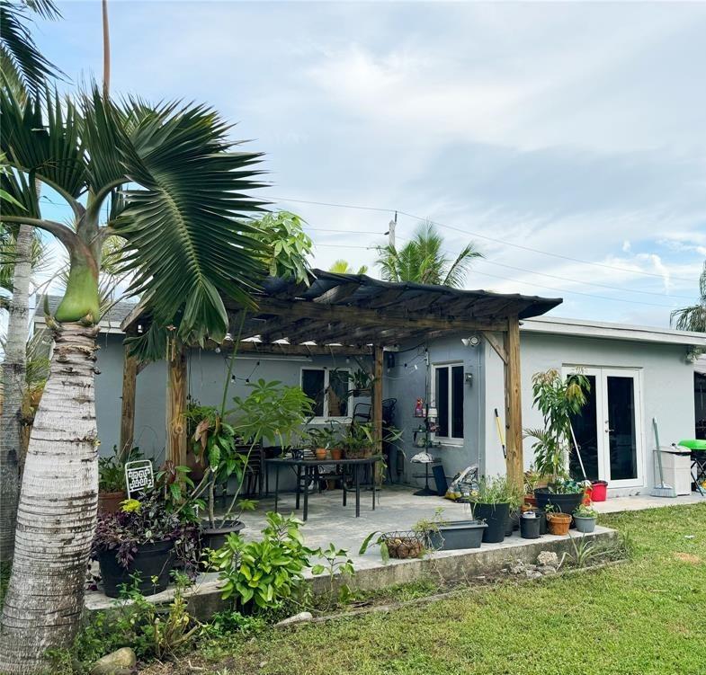 a view of a house with a patio