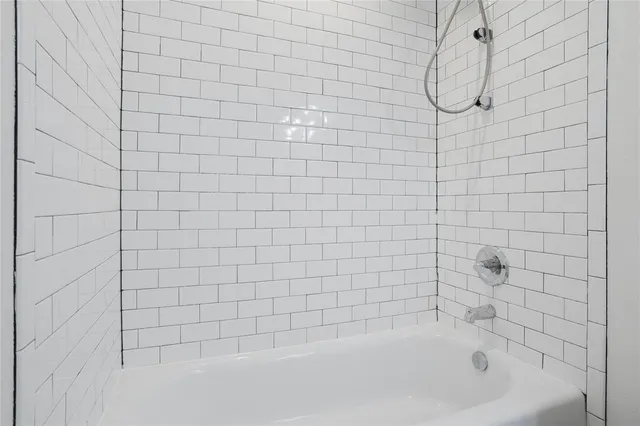 a bathroom with a bathtub