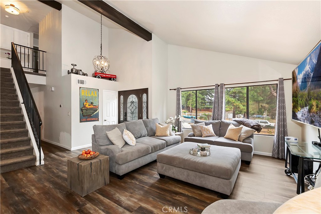120 Pine Ridge Road Crestline, CA 92325 - Photo 14 of 58 a living room with furniture and a large window