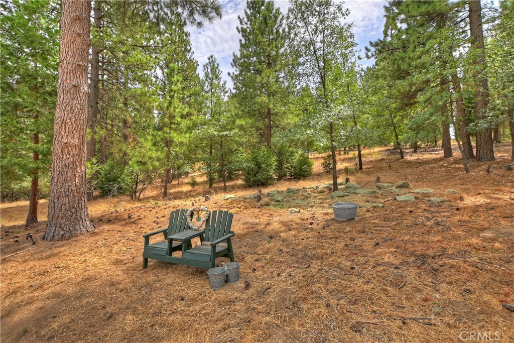 120 Pine Ridge Road Crestline, CA 92325 - Photo 51 of 58 a backyard of a house with table and chairs