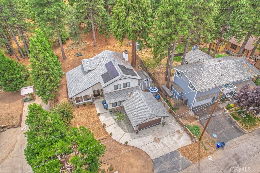 120 Pine Ridge Road Crestline, CA 92325 - Photo 6 of 58 an aerial view of a house with garden space and street view