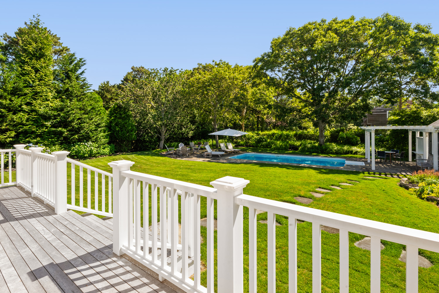 21 Kitts Field Circle Edgartown, MA 02539 - Photo 28 of 34 a view of a wooden deck with a yard
