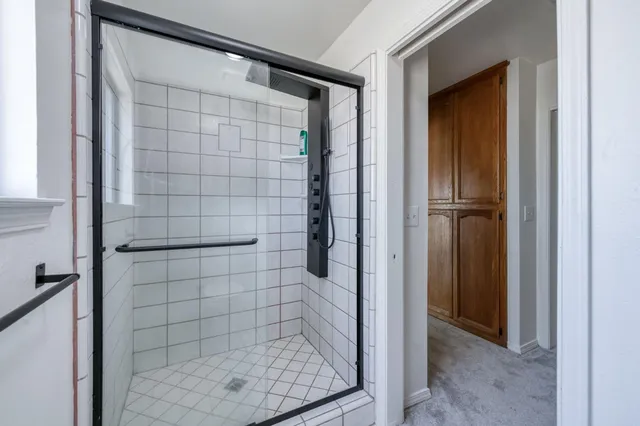 a bathroom with a bathtub