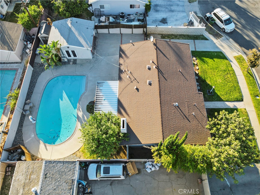 20448 Eccles Street Winnetka, CA 91306 - Photo 49 of 54 an aerial view of a house with a yard and potted plants