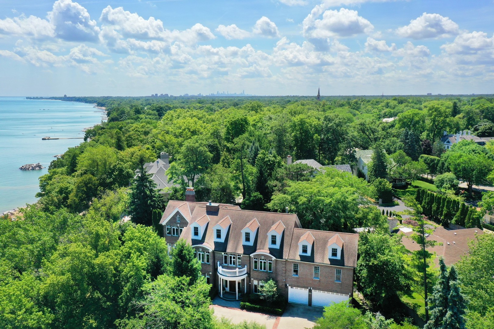 an aerial view of a house
