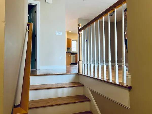 a view of wooden staircase
