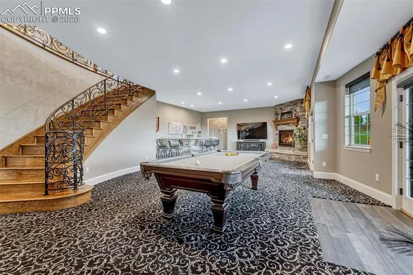 a living room with a table