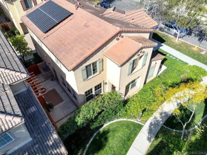 an aerial view of a house