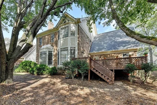 an aerial view of a house