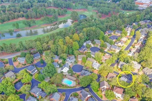 an aerial view of a house