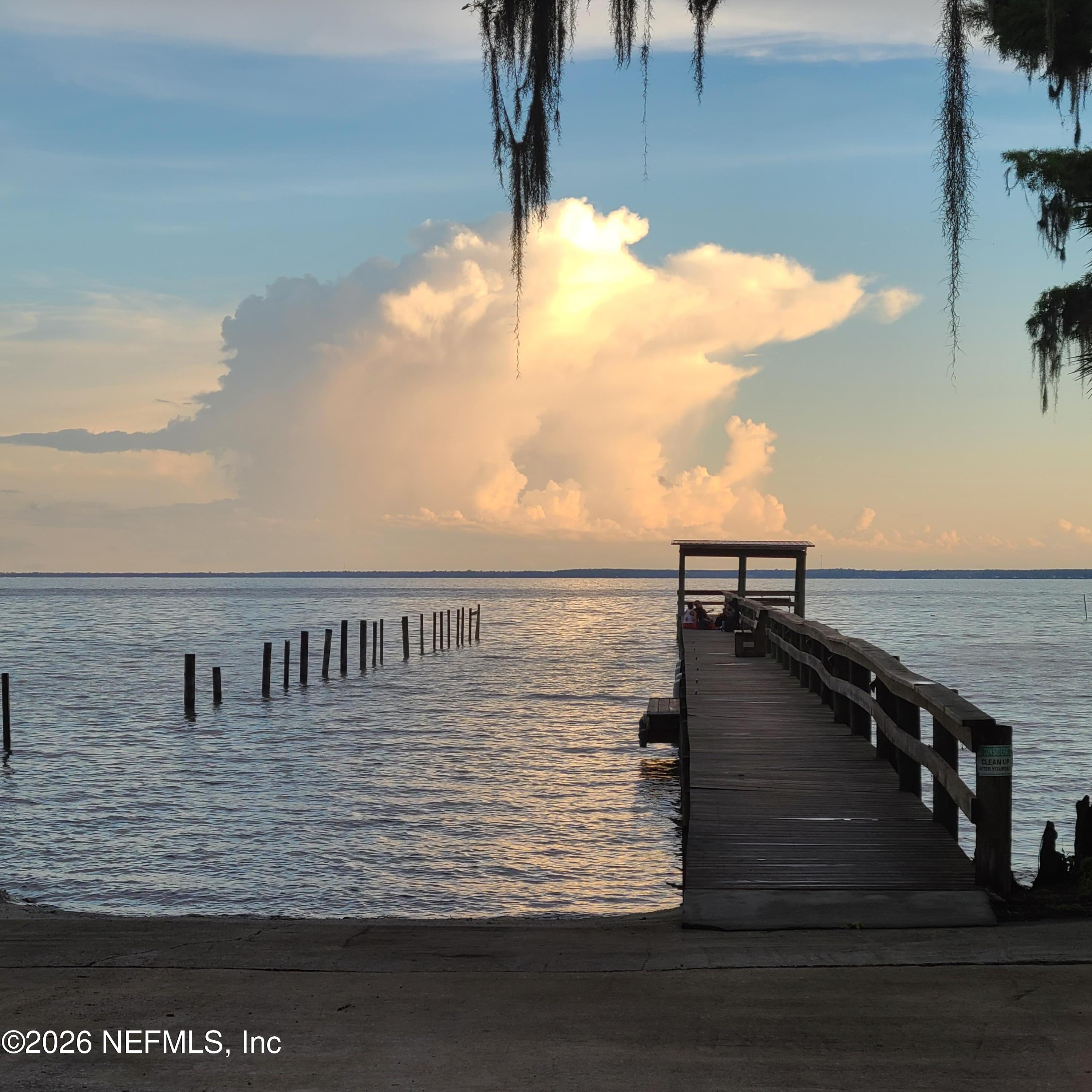 view at sunset at boat ramp