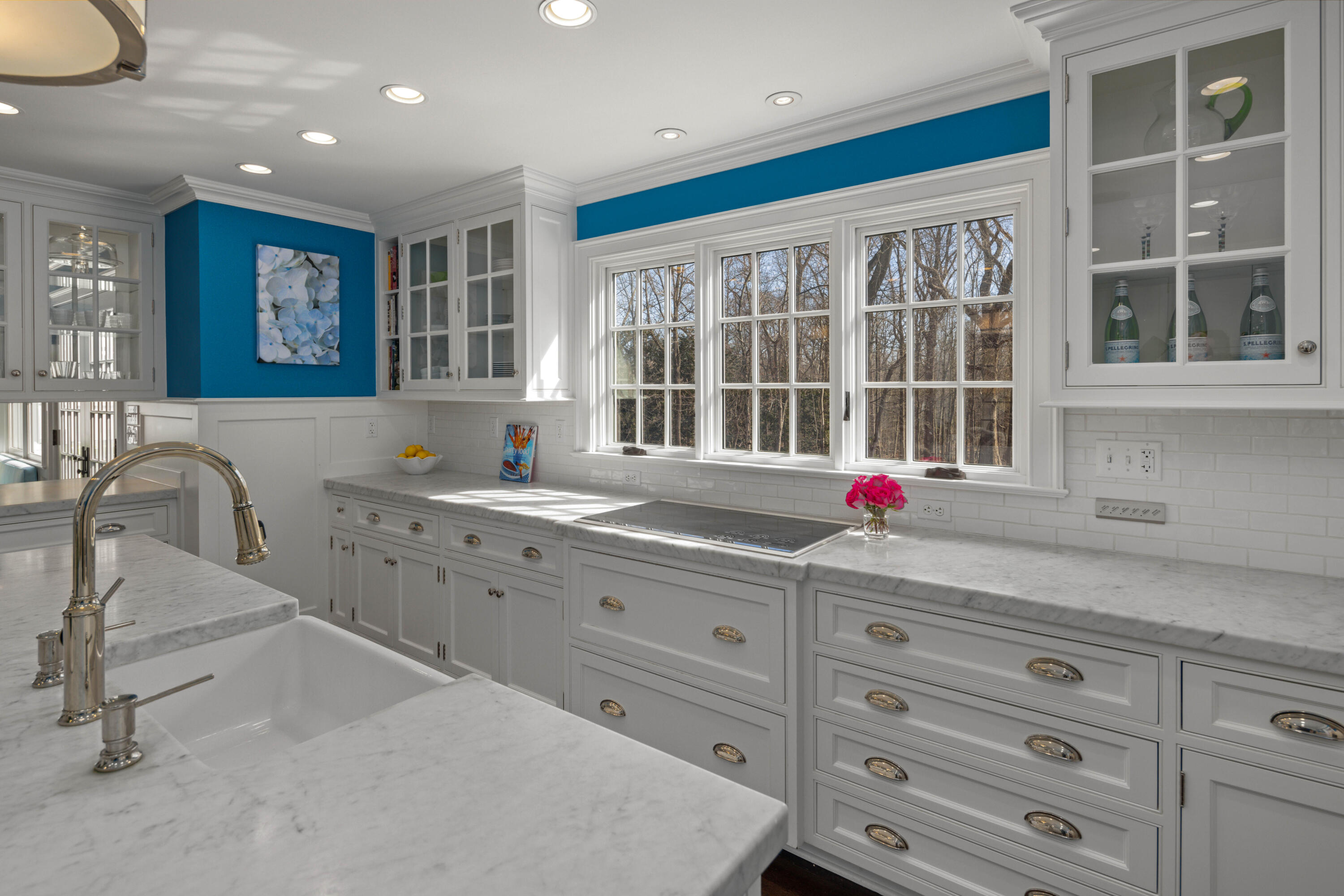8 Hanson Road Darien, CT 06820 - Photo 13 of 38 a kitchen with sink cabinets and living room