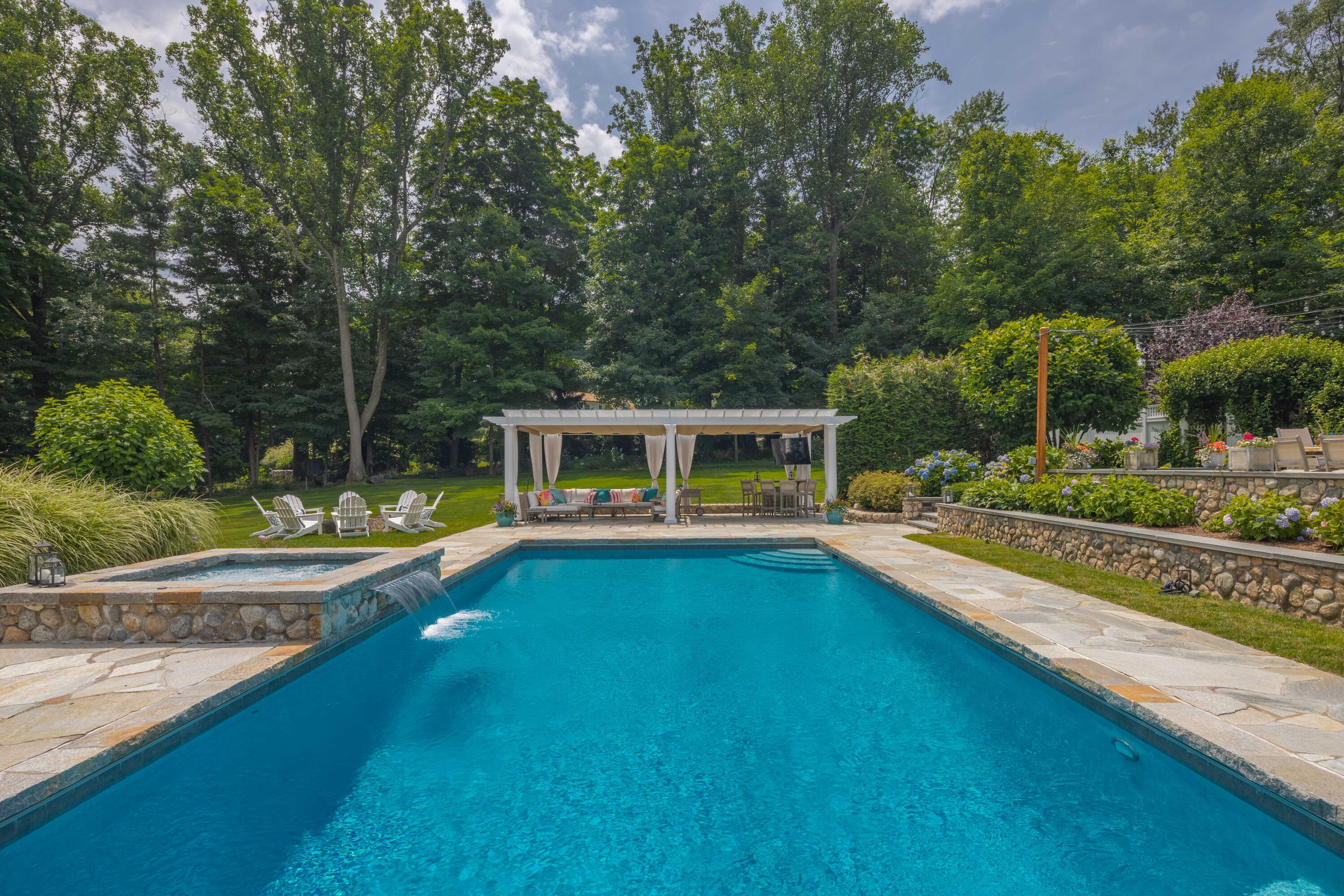 8 Hanson Road Darien, CT 06820 - Photo 31 of 38 a view of a house with swimming pool