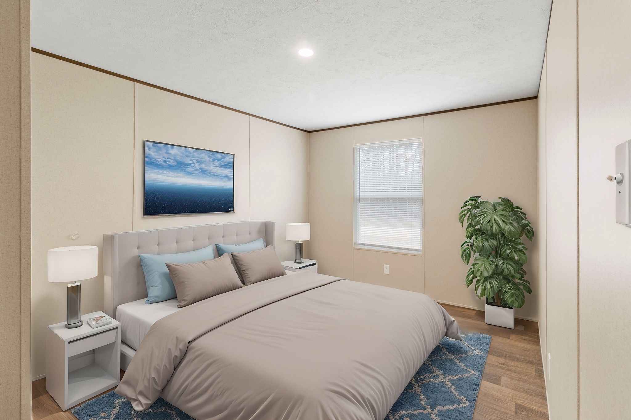 245 Rustic Way Livingston, TX 77351 - Photo 17 of 33 a bedroom with a bed and a potted plant