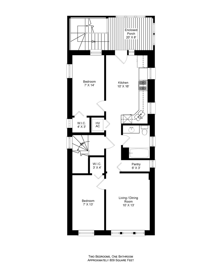 1724 West 21st Street, Unit 3F Chicago, IL 60608 - Photo 13 of 13 a picture of a floor plan