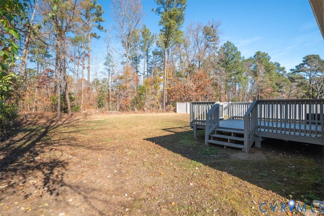 5712 Retriever Road Richmond, VA 23237 - Photo 35 of 40 View of grassy yard featuring a wooden deck