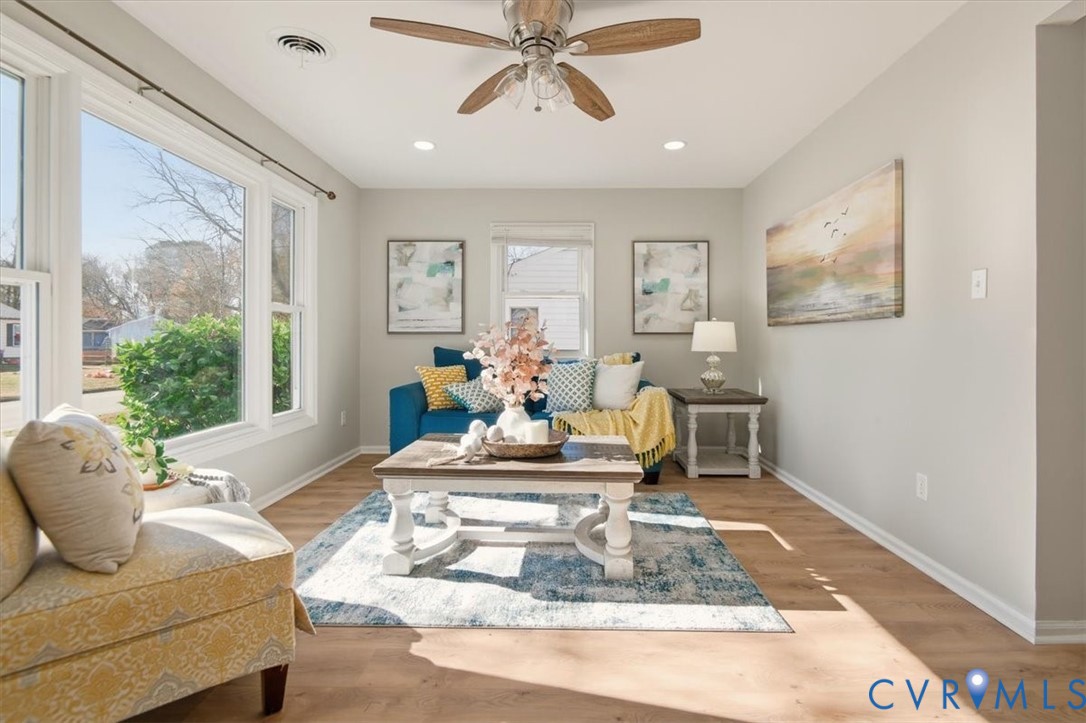 5712 Retriever Road Richmond, VA 23237 - Photo 5 of 40 Sitting room featuring a ceiling fan, wood finishe