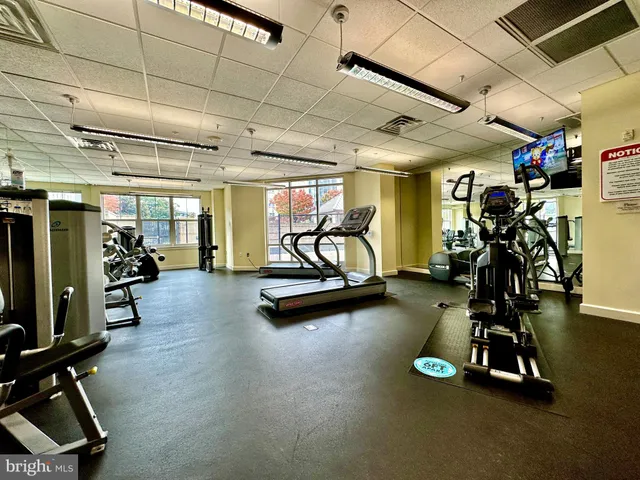a view of a room with gym equipment