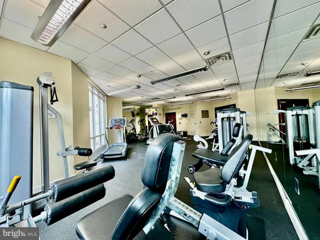 a view of a room with gym equipment