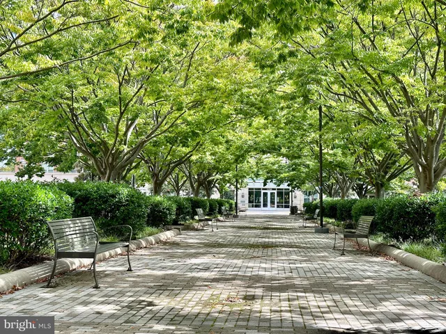 a picture of a bench in front of a gate