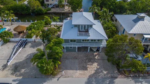 an aerial view of a house